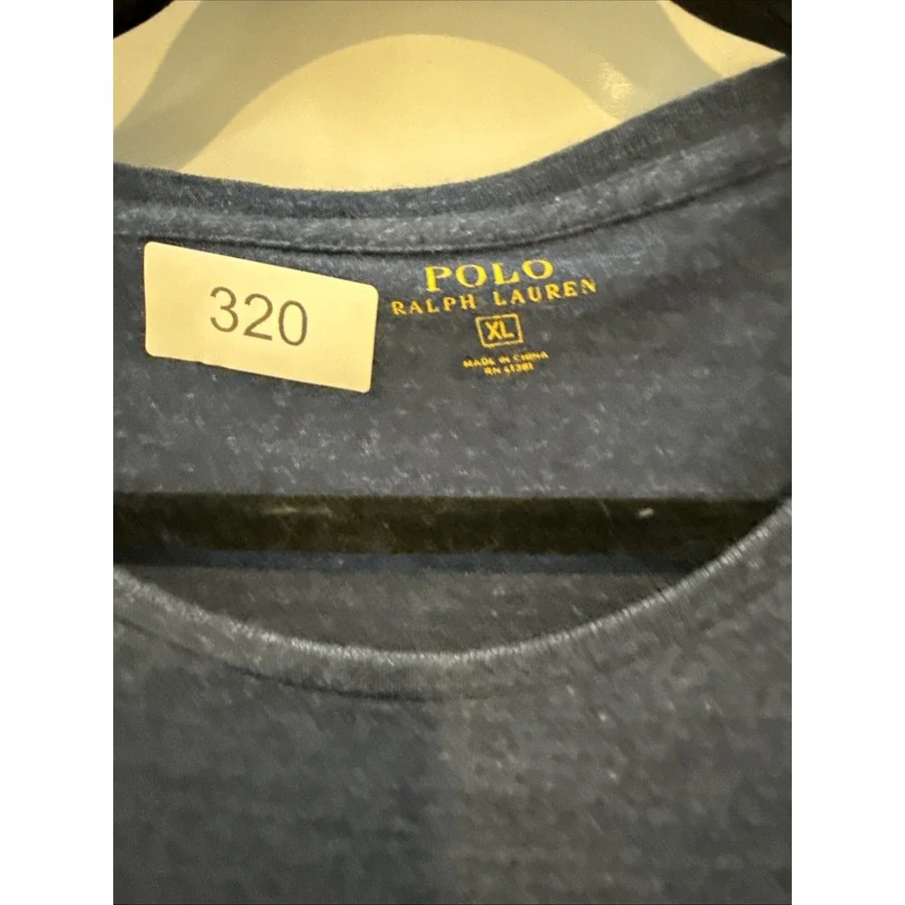Polo Ralph Lauren Shirt Men's Xl Navy Blue Long Sleeve Crew Neck Red Pony